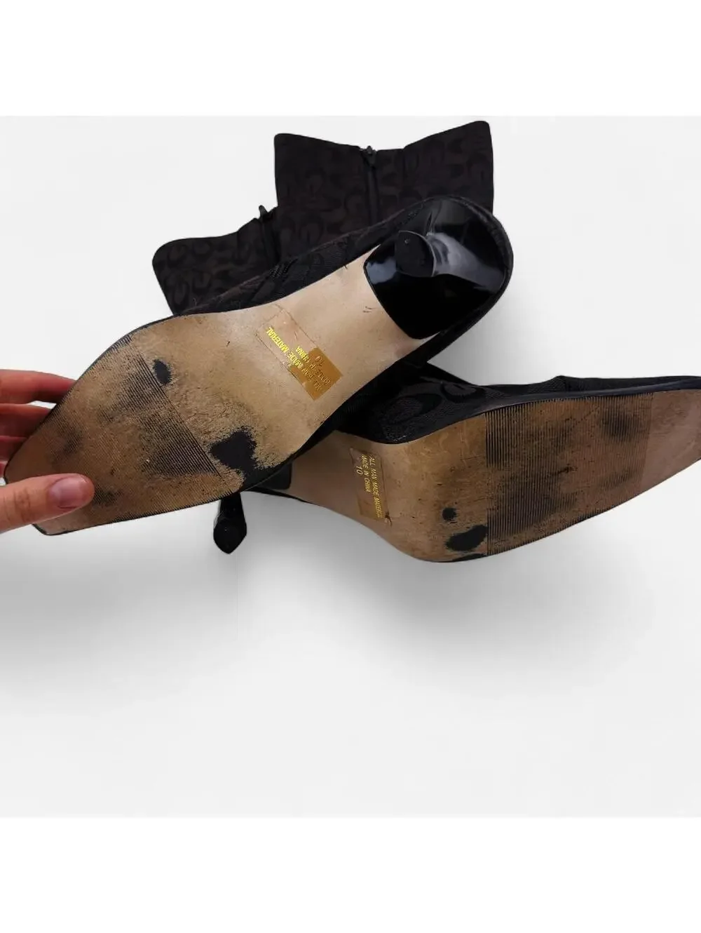 Y2K Black Floral Brocade Stiletto Heeled Ankle Boots